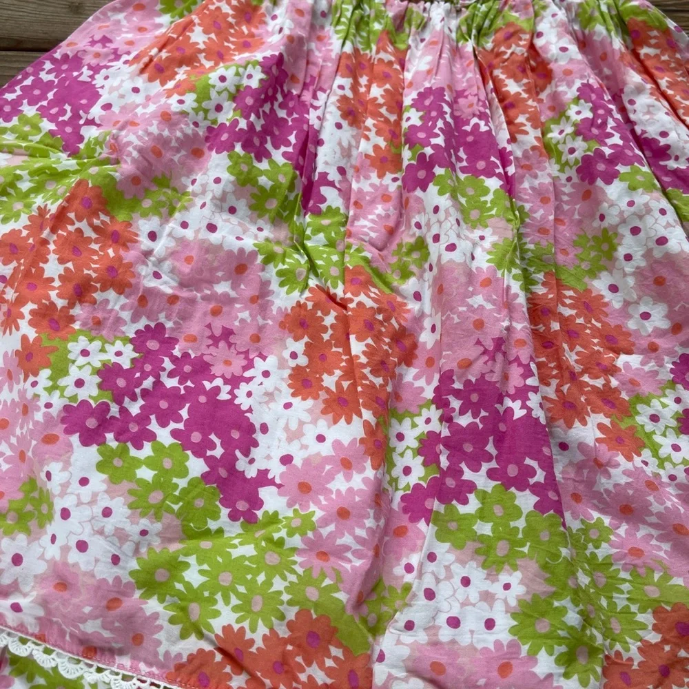 Boden Floral Smocked Dress Pink Green Tiered Sundress Girls 13-14Y